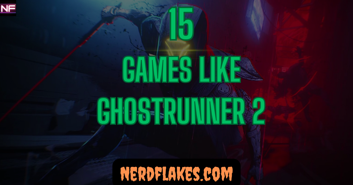 Cyber ninja running along neon-lit walls with a glowing sword, representing games like Ghostrunner 2
