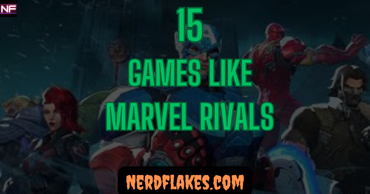 Team of superhero characters battling in a colorful arena, representing games like Marvel Rivals