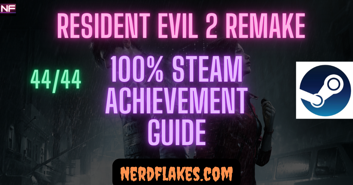 Resident Evil 2 Remake achievement guide cover showing Leon Kennedy and Claire Redfield