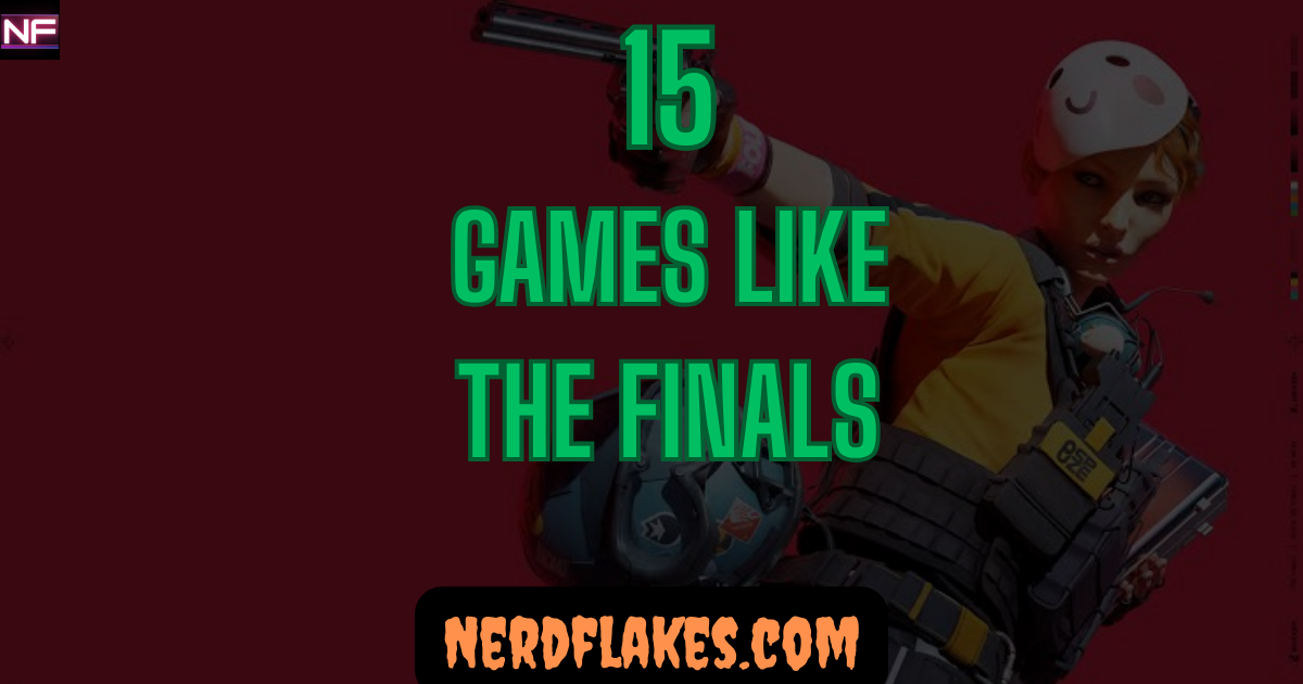 Team of shooters battling in a collapsing arena with debris flying, representing games like The Finals
