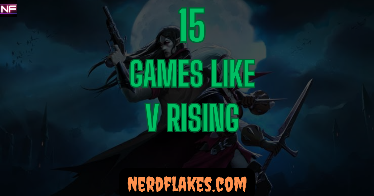Vampire castle at night surrounded by a dark forest, representing games like V Rising