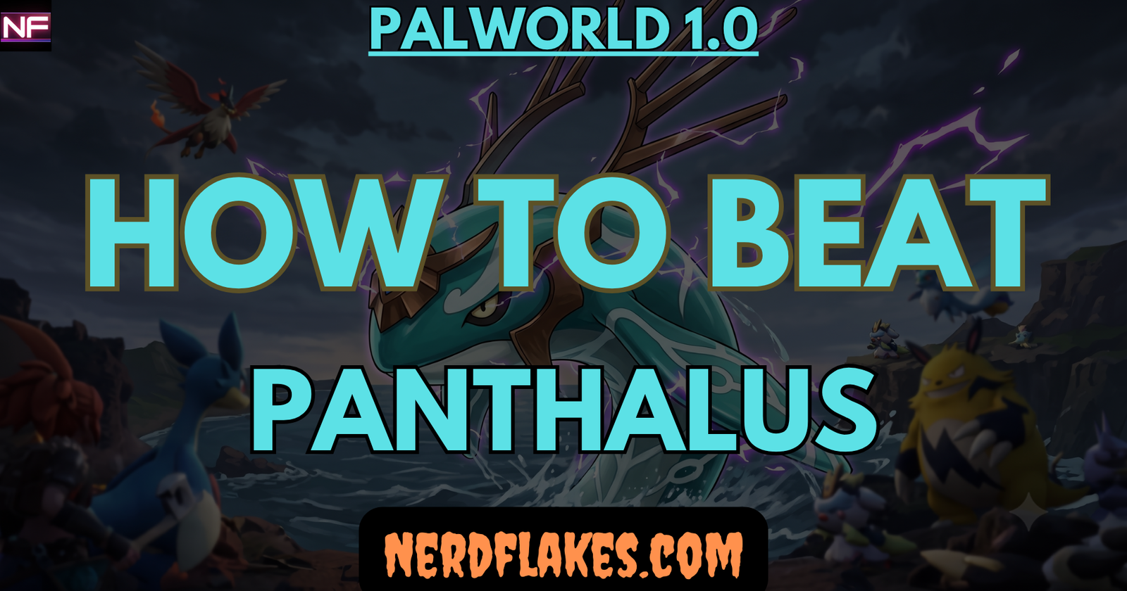 Player on a flying mount battling Panthalus, the giant water whale final boss in Palworld 1.0