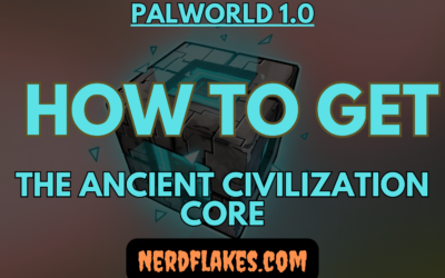 The purple Ancient Civilization Core crafting material in Palworld 1.0
