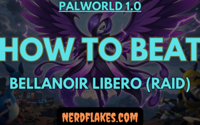 Bellanoir Libero, the Dark raid boss in Palworld 1.0, facing a player in a summoning arena