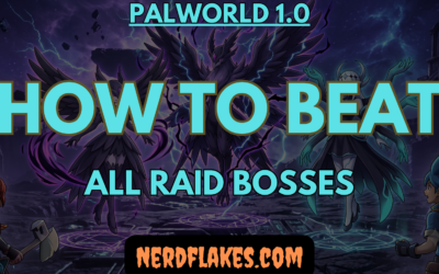 A Palworld 1.0 raid boss looming over a player at a Summoning Altar