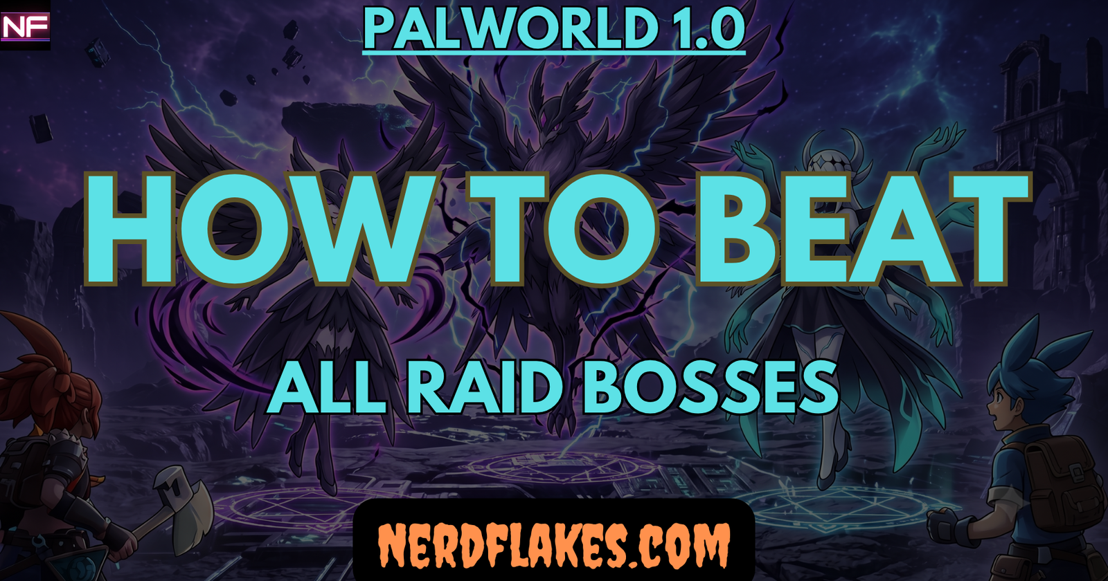 A Palworld 1.0 raid boss looming over a player at a Summoning Altar