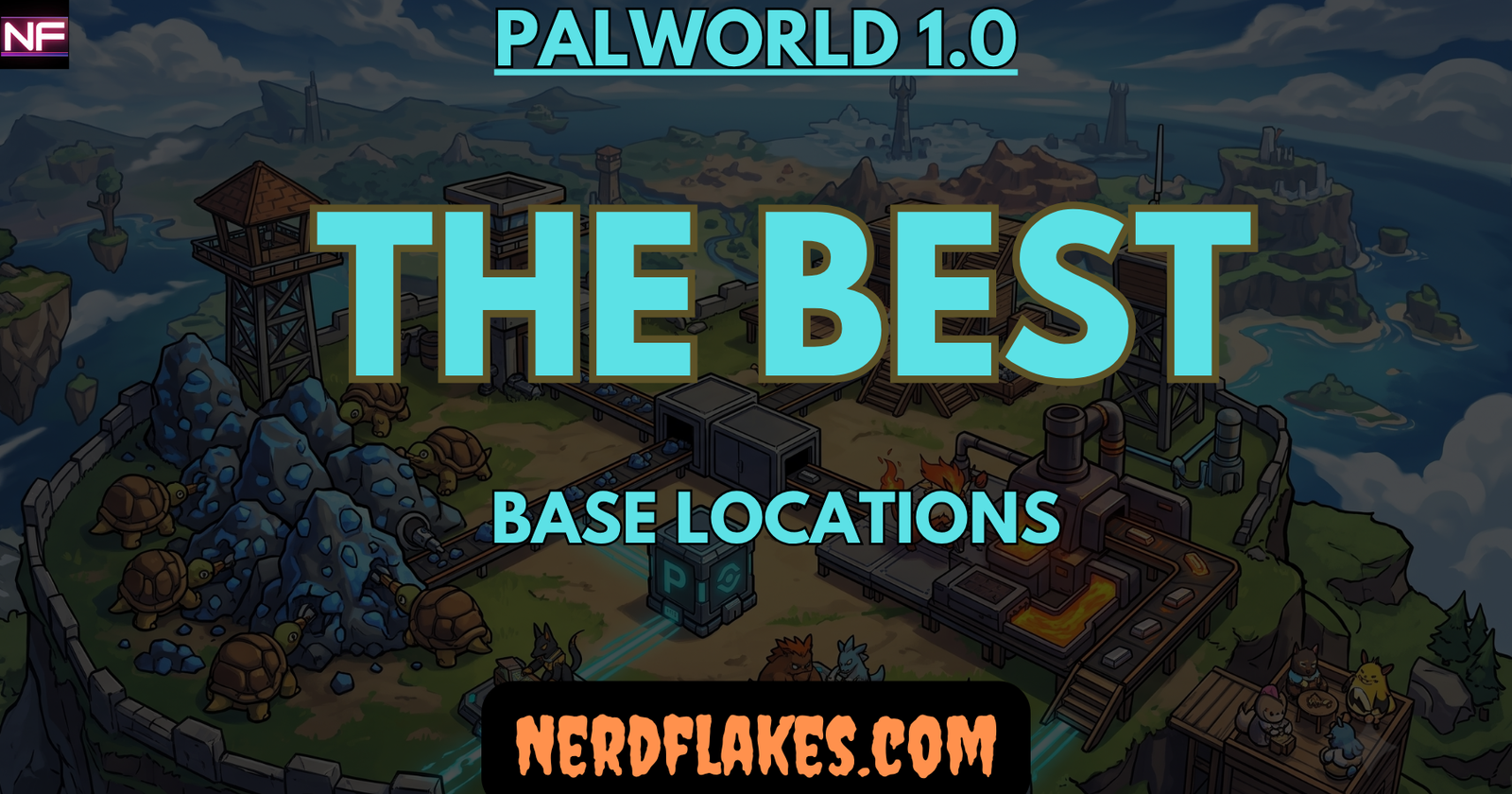 A well-placed base on high ground with ore nodes in Palworld 1.0