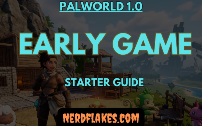 A new player and their first Pals at a starting base in Palworld 1.0