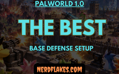 Defensive Pals and turrets guarding a walled base during a raid in Palworld 1.0