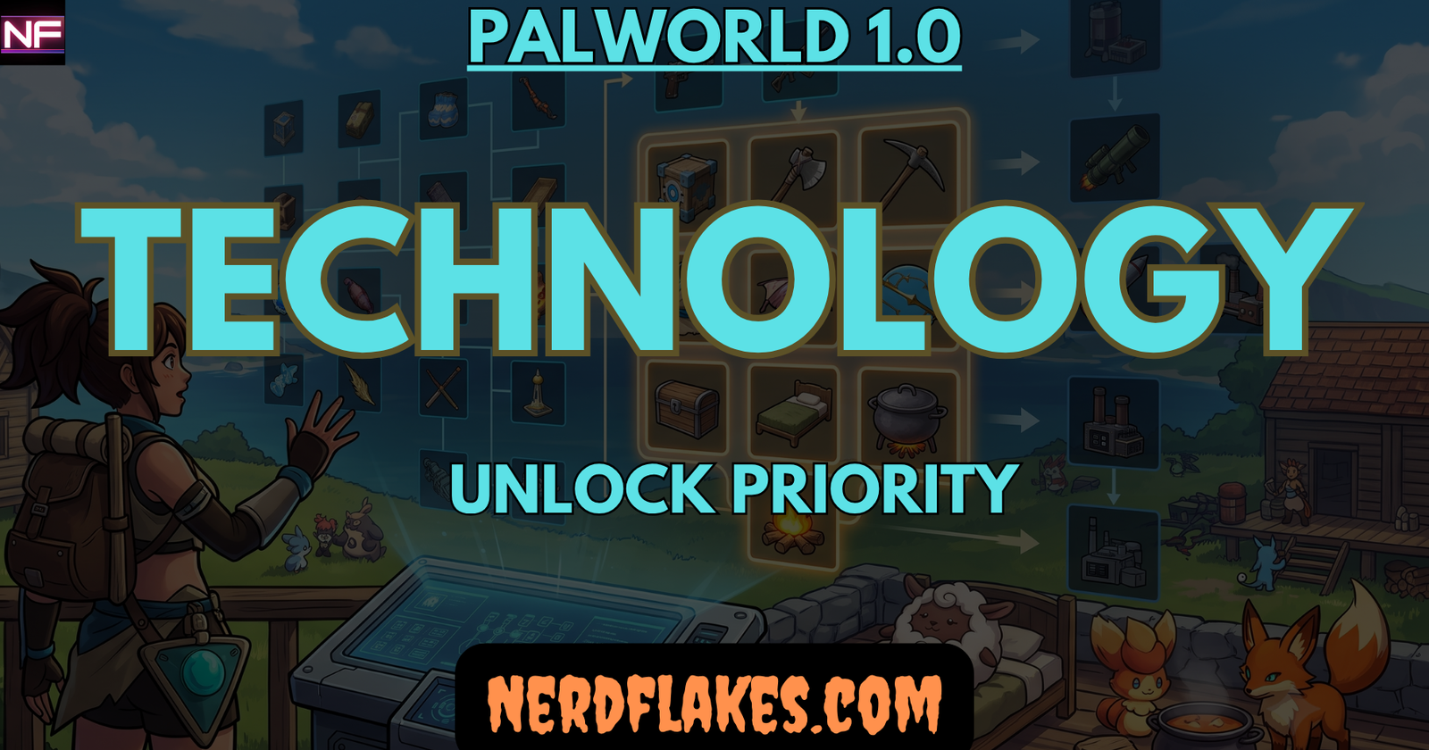 The Palworld 1.0 technology tree with early unlocks highlighted